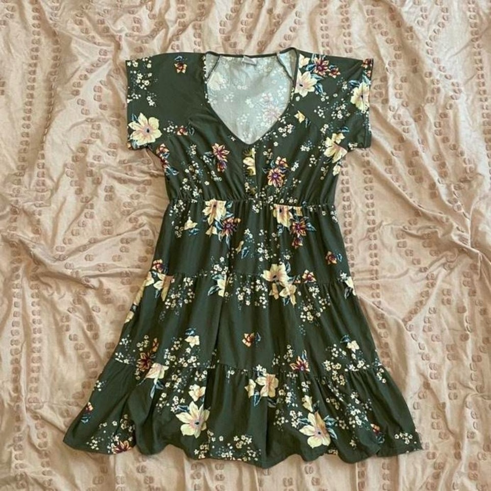 No Boundaries Green Floral Dress